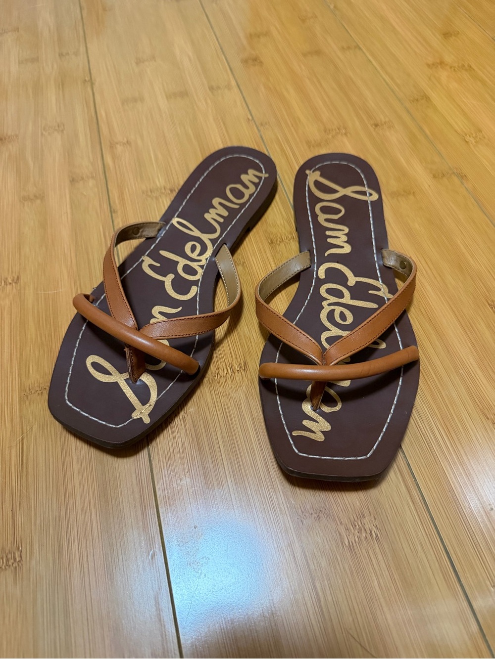 Sam Edelman Women's Brown Leather Flip Flop Sandals